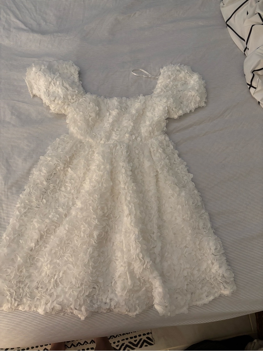 Lulu's White Floral Appliqué Girls' Party Dress